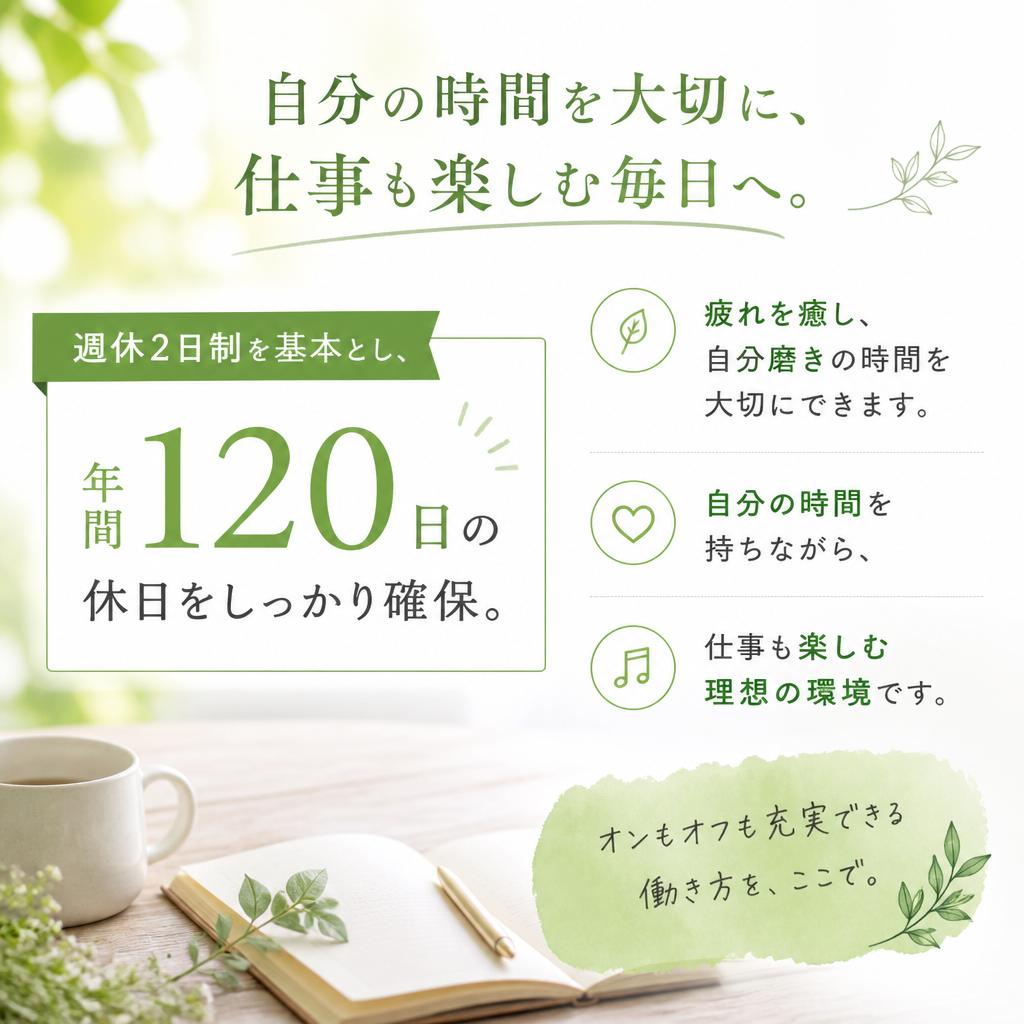 週休2日制で充実したプライベート